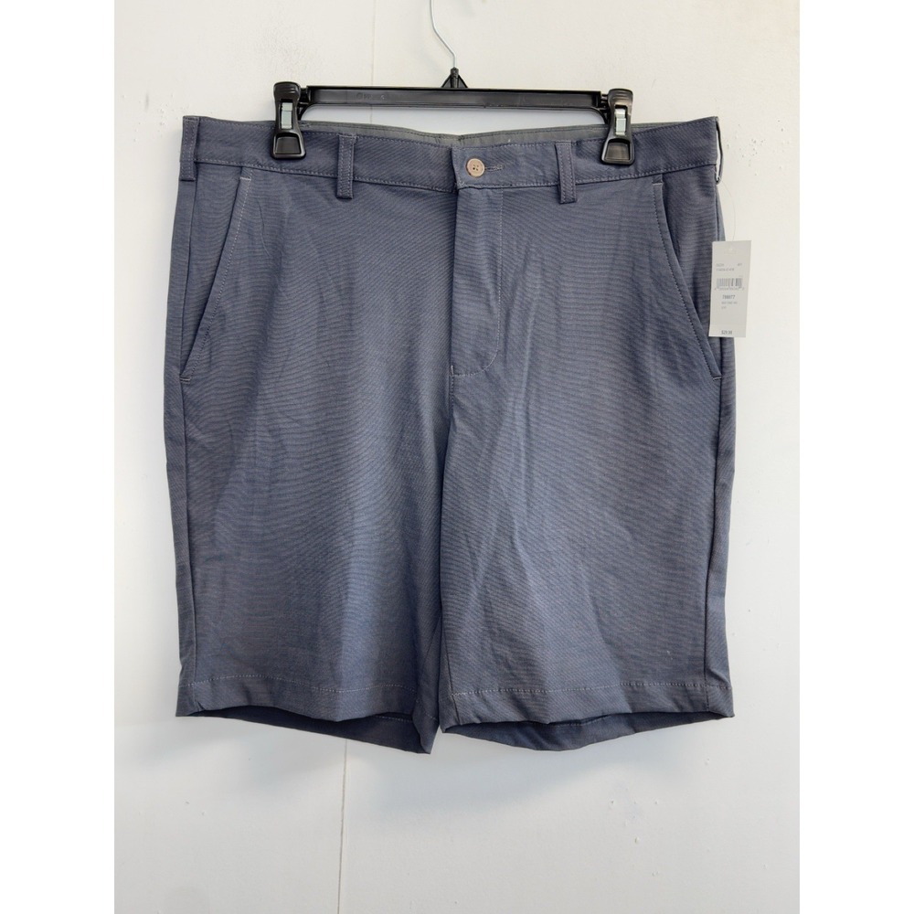 IZOD Golf Mens Shorts Flat Front Gray Size 34 Performance Stretch 9"